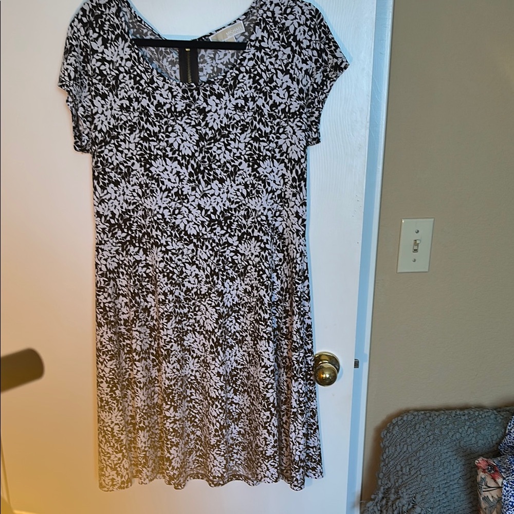 Michael Kors Black and White Floral Mini Dress